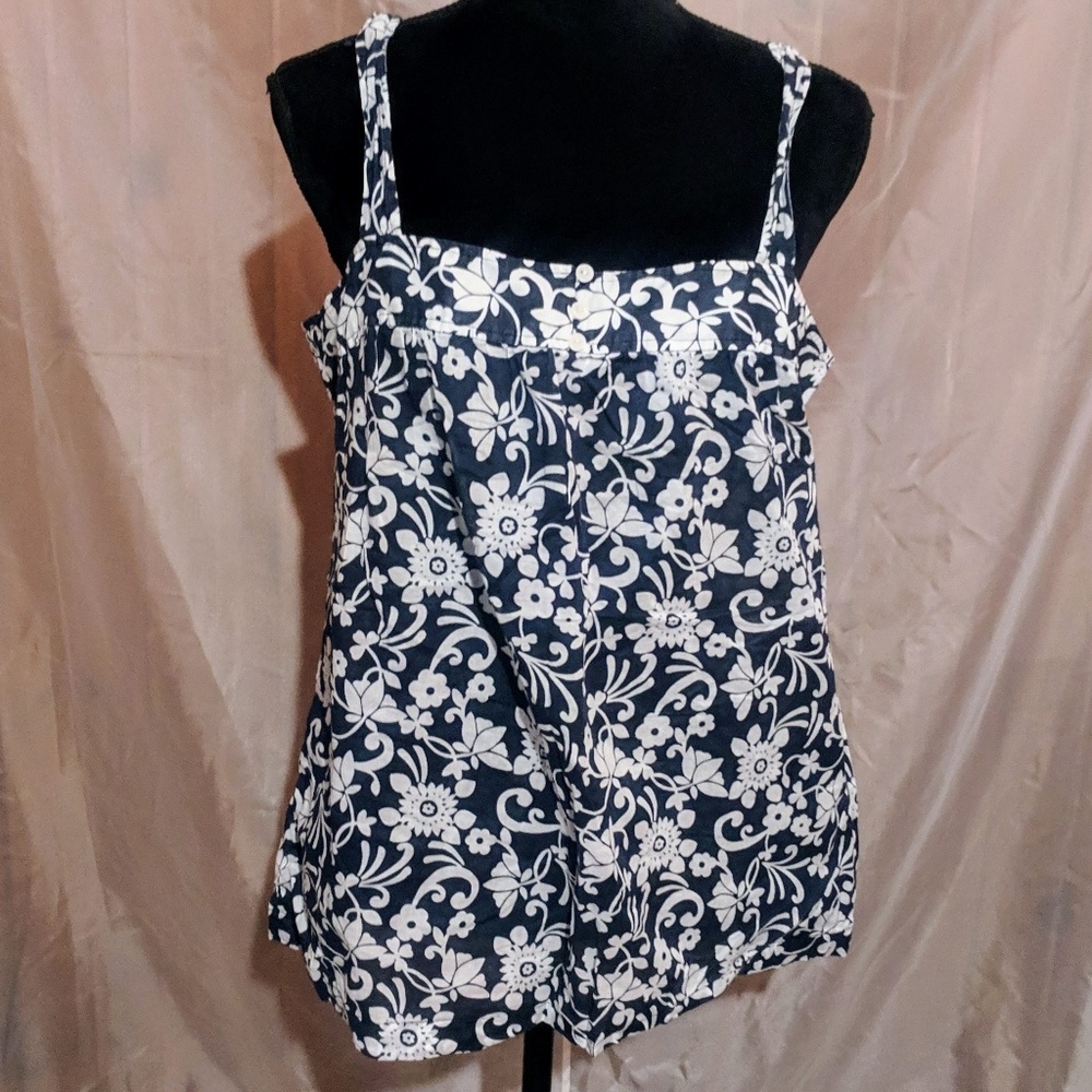 Banana Republic Navy Floral Tank Top Size Large